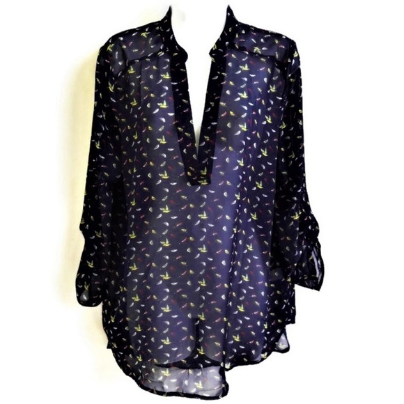 Hummingbird Lover Blouse Tab Sleeves XXL - Picture 3 of 7